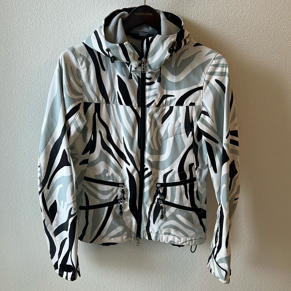 Bogner Fire + Ice Gray White And Black Ski Jacket, Sz S, Hood